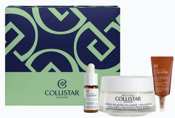 Collistar Attivi Puri Coffret – Collagene + Malachite 50 ml + Acido Ialuronico + Poliglutammico 5 ml + Contorno Occhi Acido Ialuronico + Peptidi 5 ml