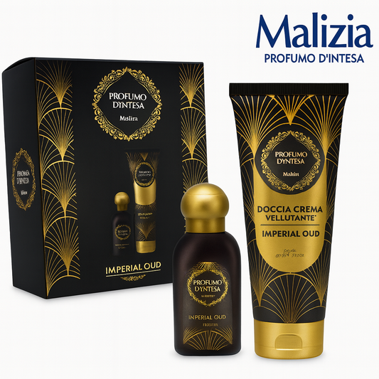Malizia Profumo d’Intesa Imperial Oud – Coffret con Doccia Crema 250 ml + Eau de Toilette 100 ml