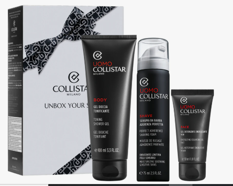 Collistar Uomo Perfect Coffret – Shaving Foam 75 ml + Shower Gel 100 ml + Cleansing Gel 30 ml
