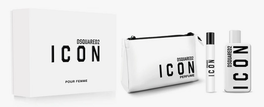 Dsquared2 Icon Pour Femme Coffret – Eau de Parfum 100 ml + Travel Spray 10 ml + Pochette