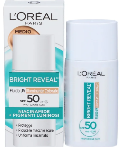 L’Oréal Paris Bright Reveal Fluido UV Illuminante Colorato SPF50+ – Medium 50 ml