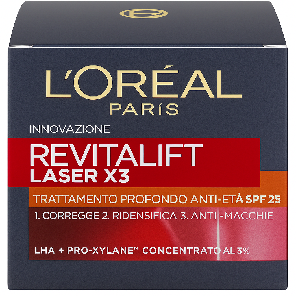 L’Oréal Revitalift Laser X3 Crema Giorno Anti-Rughe SPF 25 – Corregge, Rimpolpa, Uniforma 50 ml