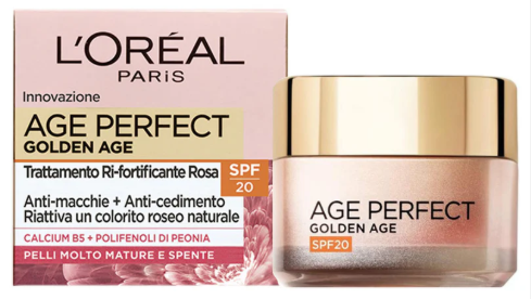 L’Oréal Paris Age Perfect Golden Age Crema Giorno Rosa SPF20 – Trattamento Anti-Macchie 50 ml