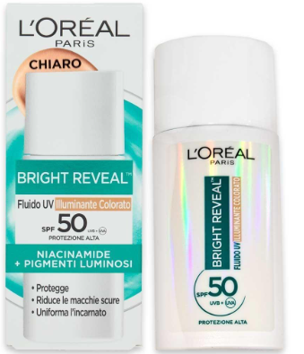 L’Oréal Paris Bright Reveal Fluido UV Illuminante Colorato Chiaro SPF50 – 50 ml