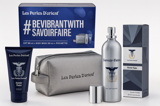 Les Perles D’Orient Savoir Faire – Coffret Uomo con Eau de Parfum 150 ml + Bagnoschiuma 200 ml + Pochette